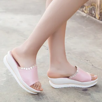 Dievčatá Diamond Listov Sandále Ženy Listov Leta 2018 Papuče, Sandále, Kliny Dámske Topánky Mujer Sapato Feminino Flip Flops