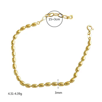 Flyleaf Jednoduché Zlato Oválne Guľôčky Lištovanie Reálne 925 Sterling Silver Náramky Pre Ženy Móda Jemné Šperky, Náramky & Bangles