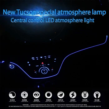 1Pcs LED Modré Pásy Prístrojový Panel Výbava Atmosféru Svetlo Interiéru Panel Rám Svetlo Na Hyundai Tucson 2016 2017 2018