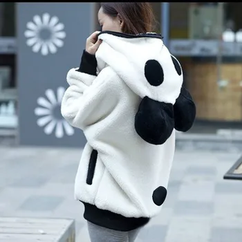 Roztomilý Ucho Panda Zimné Oblečenie Žien Teplá Mikina S Kapucňou, Ženy Kabát S Kapucňou Vrchné Oblečenie Oblečenie Sudaderas Para Mujer