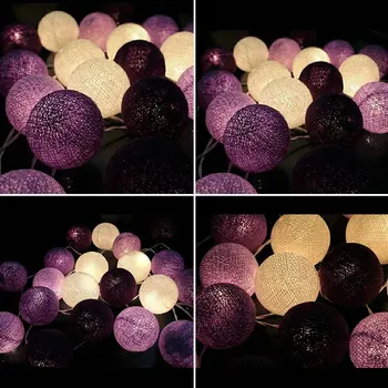 Ručné Fialová Bavlna Loptu Svetlo Aladin String Rozprávkových Svetiel LED Girlandy na Svadbu Domov Izba dc svetlo led decoracion LED Lampa