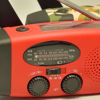 Nové Ziskové Červená Solárne Rádio Ručne Kľukou Samostatne Napájaný Telefón Nabíjačka 3 LED Baterka AM/FM/WB Rádio Nepremokavé Núdzové Prežitie