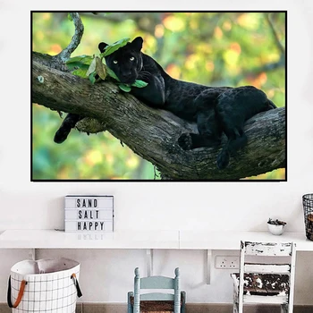 Krásne Black Panther na Strome Maľba na Plátne, obrazov na Stenu pre Deti Stenu Spálne Umenie Plagáty Vytlačí Cuadros Domova