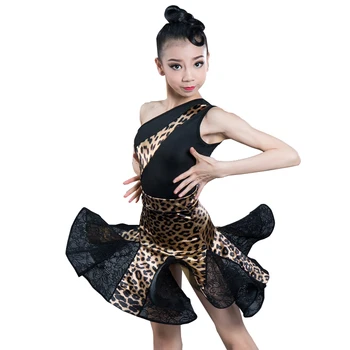 Nové Latinské Tanečné Šaty Dievčatá V Lete Odbornej Prípravy Cvičenie Oblečenie Leopard Tlač Výkon Nosenie Výkon Oblečenie