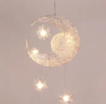 Moderný Prívesok Stropné Svetlá Moon Star Luster Deti Spálňa Visí Lampa Vianočné Dekorácie Pre Domov