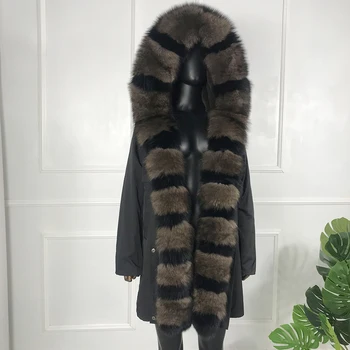 2020 Nové Ženy Kabát S Kapucňou Jeseň Zima Bežné Outwear Kvalitné Módne Vetrovka Reálne Králik Kožušinový Kabát