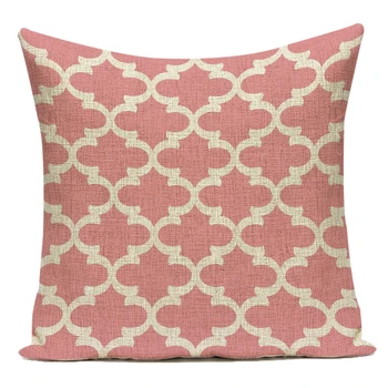 Bavlnená posteľná Bielizeň Ružovej Farby, Geometrické Dekoračné Vankúše Prípade Prúžok Kruhu Gauč Vankúš pre Dievča Spálňa, Dekorácie