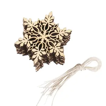 10pcs Veselé Vianoce Snowflake Vianočný Stromček Závesné Drevené Ozdoby Strany, Vianočné Dekorácie Pre Domov