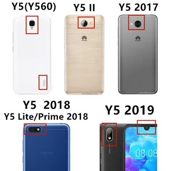 Prémia Kožené výklopný Kryt Telefónu Prípade Huawei Y5 II Y5 Lite Prime 2018 Y5 2017 2019 držiteľa karty závesu telefón shell GG