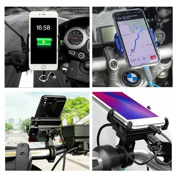 Motocykel Mobilný Telefón Majiteľa S USB Nabíjačku Pre Motorky Riadidlá GPS Stojan, Držiak 6.5