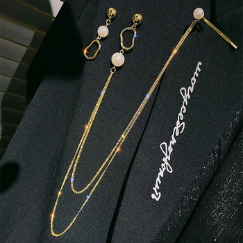 2020 Nové Módne Náušnice pre Ženy, Zlatá Farba Kórea Pearl Náušnice Reťaze Vlásenky Vlasy Klip Dangel Pearl Náušnice Šperky