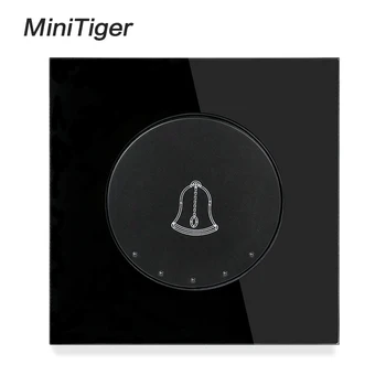 Minitiger 1 Gang Zvonček Prepnúť Tlačidlo Wall Light Switch Rytier Black/ White / Gold / Šedá Luxusné Crystal Tvrdené Sklo Panel