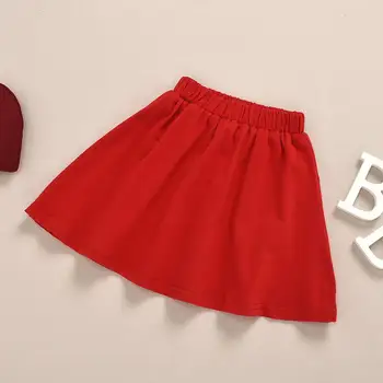 Deti Oblečenie 2020 Jesenné Vianočné Nové Dievčenské Oblečenie pre Deti Milujú Vzor Blúzka + Červené Sukne Roztomilé Sladké Dvoch-Dielny Oblek 5Y