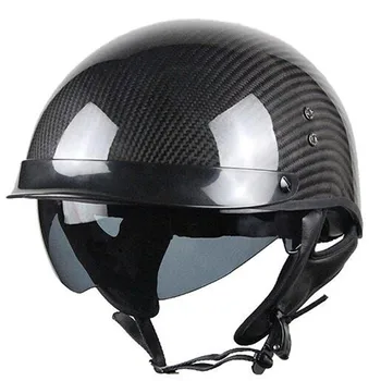 Doprava zadarmo 1pcs Vintage 3/4 Otvorenie Tvár prilba casco moto capacete Uhlíkových vlákien Retro Scooter Motocykel Helme