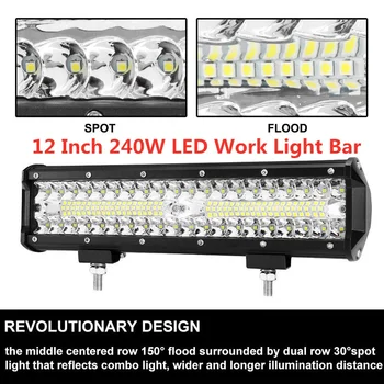 12 palcový 240W LED Svetelný Panel Pre Car Jazdy Vozidla Offroad Príslušenstvo Truck 4x4 ATV SUV Pracovné Svetlo Auto Svetlometu Combo Lúč