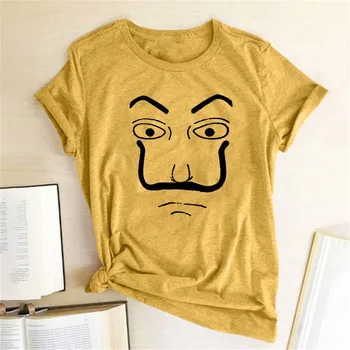 La Casa De Abstraktných Tlač Ženy T-shirt Peniaze Heist Tees TELEVÍZNEHO Seriálu T-Shirt Krátkym Rukávom Letné Bežné Lumbálna topy Tee Tričko Femme