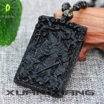 2018 Nový Náhrdelník Prívesok Prírodné Obsidian Vyrezávané Zhong Kui Amulet Vyhnať zlo Zlato Darček pre Mužov, Ženy Módne Šperky