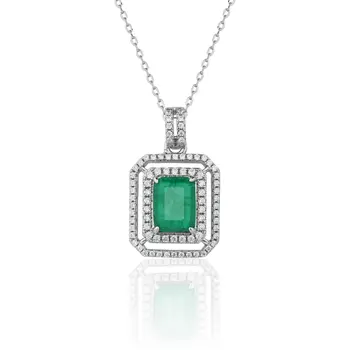 Wong Dážď 925 Sterling Silver Emerald Moissanite Drahokam Zapojenie Vintage Náhrdelník Prívesok Pre Ženy, Jemné Šperky, Darčeky
