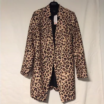 Móda Ženy Dlhý Rukáv Saka Bunda, Kabát Zime Teplé Leopard Tlač Cardigan Topy OL Sako Kabát, Bundu Obleku Hot Predaj