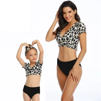 Matka Dcéra Plavky Vytlačené Bikini 2 Kus Bielizeň Nastaviť Lenceria Pláž Nosiť Rodiny Zodpovedajúce Oblečenie Rodič-dieťa Plavky
