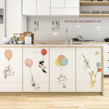 BalleenShiny Cartoon Zvierat Balóny Tapety, PVC Krásne Myši Fox nástenná maľba Obtlačky pre Deti Izba Škôlky Domov Chladnička Skrinka Dekor