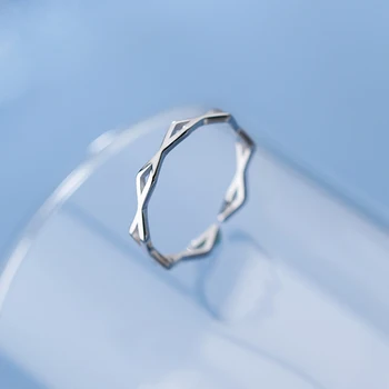 MloveAcc Reálne 925 Sterling Silver Geometrie Kosoštvorec Otvoriť Krúžok pre Ženy, Mužov Mincový striebro-šperky