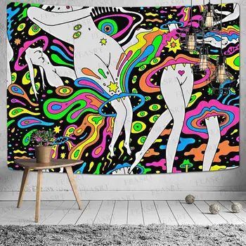 Moderné módne abstraktné umenie sexy dievča fantasy jungle Umenie Tapisérie pre Spálne, Obývacia Izba Koľaji Domáce dekorácie na stenu zavesenie