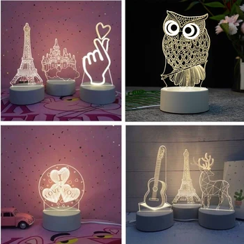 Kreatívne USB 3D LED Nočné Osvetlenie Novinka Ilúziu, Nočné Lampy 3D Ilúziu, stolná Lampa Pre Domáce Vianočný Darček Dekoratívne Svetlo
