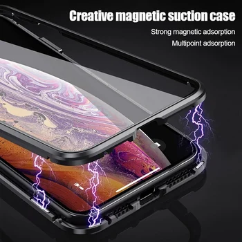 360 Magnetické puzdro Pre iPhone 11 Pro Max XS Max Prípade Tvrdeného Skla Chránič puzdro Pre iPhone X XR 6 6 7 8 Plus SE2 2020 Prípade