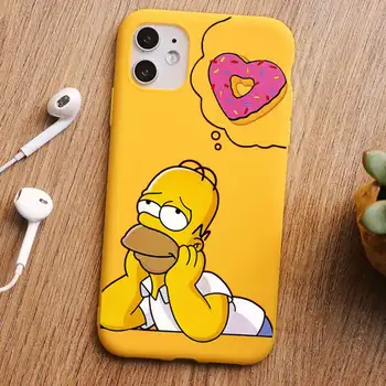 Roztomilý Simpsons Home Funny žltá Šišky Telefón puzdro Pre iPhone 12 PRO MAX 7 6 8 plus X XR XS MAX 11 Pro Soft TPU Roztomilý puzdro