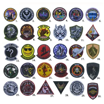 34-farebné Nové Výšivky Remienok Odznak Taktické Odznaky Škvrny Háčika a Slučky Spojovacie prostriedky pre Batohy Epaulette Remienok na ruku