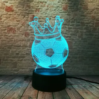 Kreatívne 3D Cisárskej Koruny Futbal ilúzie Lampa LED Nočné Osvetlenie Novinka Náladu Vizuálnu Atmosféru Strany Lampa Dieťa, Hračiek, Dekorácií