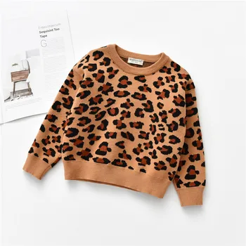 1-6Y Deti Sveter Oblečenie s Dlhým Rukávom Leopard Tlač Módne Dlhý Rukáv Knitwear pre Deti Baby Chlapci, Dievčatá