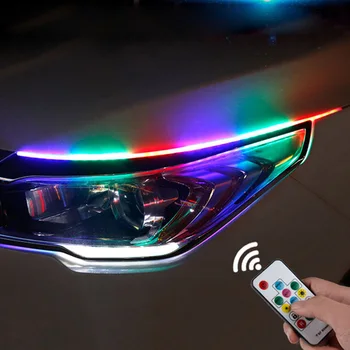2 ks Najnovšie Magic Color Auto LED Svetlá pre Denné svietenie Auto Tečie Zase Signál Sprievodca Pásy Svetlometu Montáž Auto Styling 12V