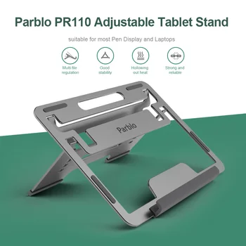 Parblo PR110 Nastaviteľný Stojan Tabletu s Kovovou Vzhľad Vhodný na Displej tabletu iPad a Prenosný skladací stojan