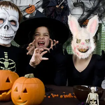 Bunny Maska Halloween Žart Zlého Krvavé Králik Strašidelné Masky PVC Plyšové Hračky Horor Vrah Anonymné, Biela Cosplay Prop