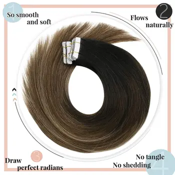 VeSunny Pásky v predlžovanie Vlasov Ľudské Vlasy Bezproblémovú Pleť Útku predlžovanie Vlasov Obojstranný Balayage Vlasy Farba Lepiacej Pásky Moduly