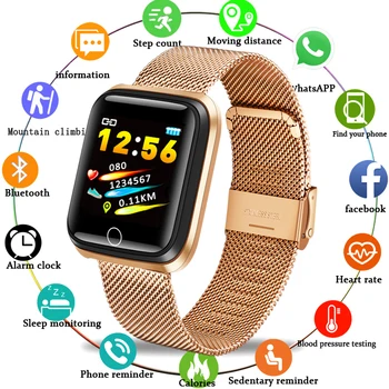 LIGE smart hodinky muži ženy srdcovej frekvencie, krvného tlaku monitor hovor pripomienka spoločenského uplatnenia informácie pripomienka smart bracele