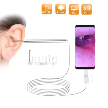 Mini Endoskopu Fotoaparát 3.9 MM 6 Led Tri-in-one Rozhranie USB Inšpekcie Ucha, Nosa Visual Zdravotnej Starostlivosti s Ucho Vybrať Set