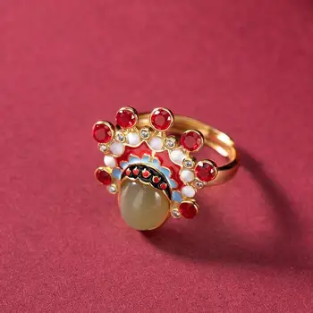 Originálny Dizajn Čínskej Tradičnej Kultúry Peking Opera Južnej Červený Turmalín Otvoriť Krúžok Kúzlo Očarujúce dámske Šperky Značky