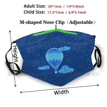Teplovzdušný Balón Proti Nočnej Oblohe V Hlboké Modré Umývateľný Trendov Prispôsobené Pm2.5 Filtra Maska Balón Teplovzdušný Balón Horúci Vzduch