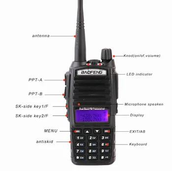 Profesionálny duálny pásmo vhf uhf Walkie Talkie 10km PTT Vox Pre Prenosné Rádio CB Stanice Šikovný rádio uv82 baofeng uv-82 handphone