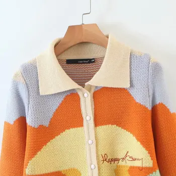 Super elegantné jeseň zimné svetre výšivky singel svojim dlhé rukávy pletený sveter sveter boho knitwear kabát