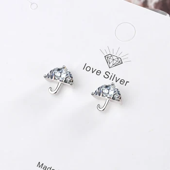 Reálne 925 Sterling Silver Luxusné Značky kórejský Jasné Zirconia Dáždnik Náušnice pre Ženy, Svadobné Šperky Pendientes