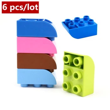 6pcs/veľa 2x3dots zaoblený Tehly Veľké Častice Stavebné Bloky, Hračky Pre Deti,