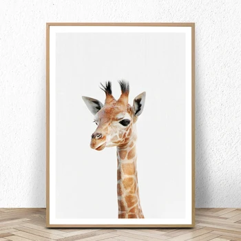 Roztomilé Dieťa Zvierat Žirafa Plátno Art Tlač a Poster, Škôlka Lesov Medveď Plátno na Maľovanie Nordic Stene Obraz Domova