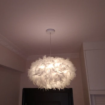 Lampa obývacia izba jednoduché, moderné spálne pierko luster tvorivé Nordic postmoderných čiastočné loptu romantický luster