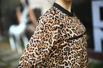 Ropa de mujer 2020 Ženy, Leopard Tlač Dlhý Rukáv Šifón Tričko Slim Bežné Blúzky vestido de Ropa mujer De Mujer