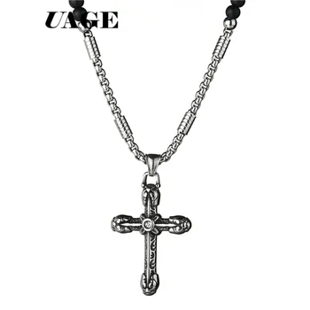 UAGE rosaries korálky s dlhým reťazcom náhrdelníky muži ženy Modlitba ruženca katolíckej chotk ježiša krista na kríži prívesok šperky