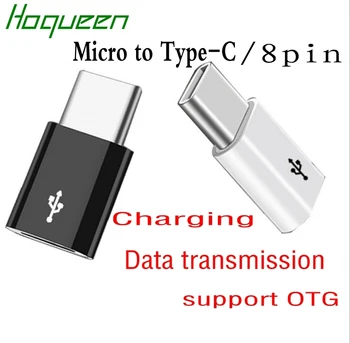 Hoqueen 500Pcs* Converter Micro USB Adaptér do 8 Pin / do Typ-C Nabíjačka pre iPhone 7 6 5 Pre Typ-C